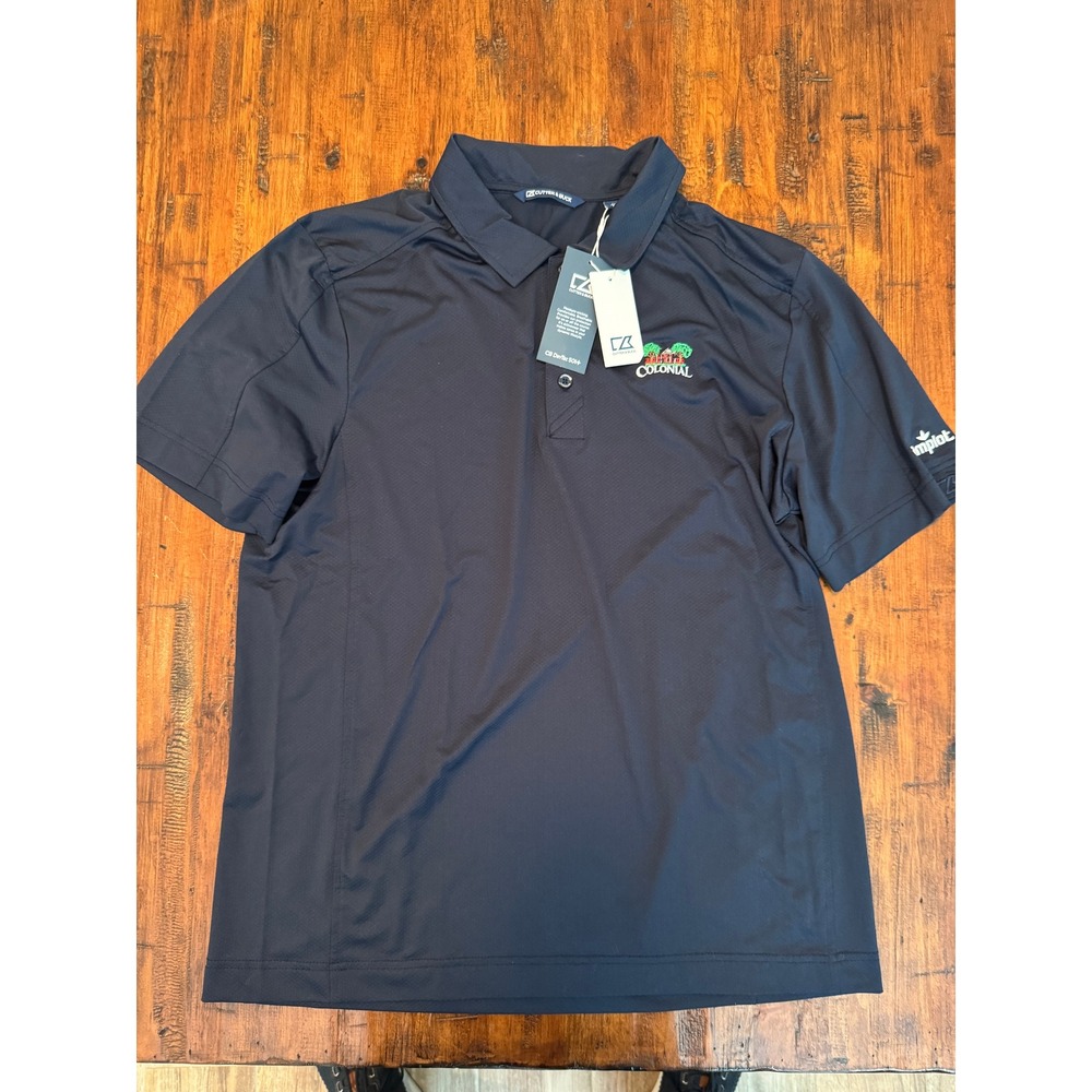 Cutter & Buck Mens Golf‎ Polo Shirt Colonial Simplot Logo Navy Blue L